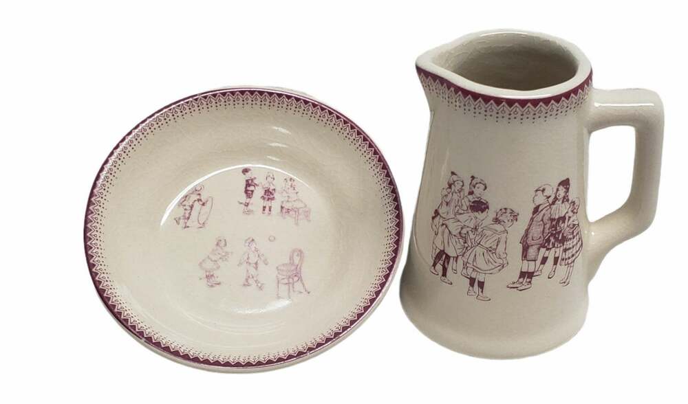 Moulin Roty Vintage Ceramic Child’s Play Tea Set | Mini Plate & Saucer Pitcher